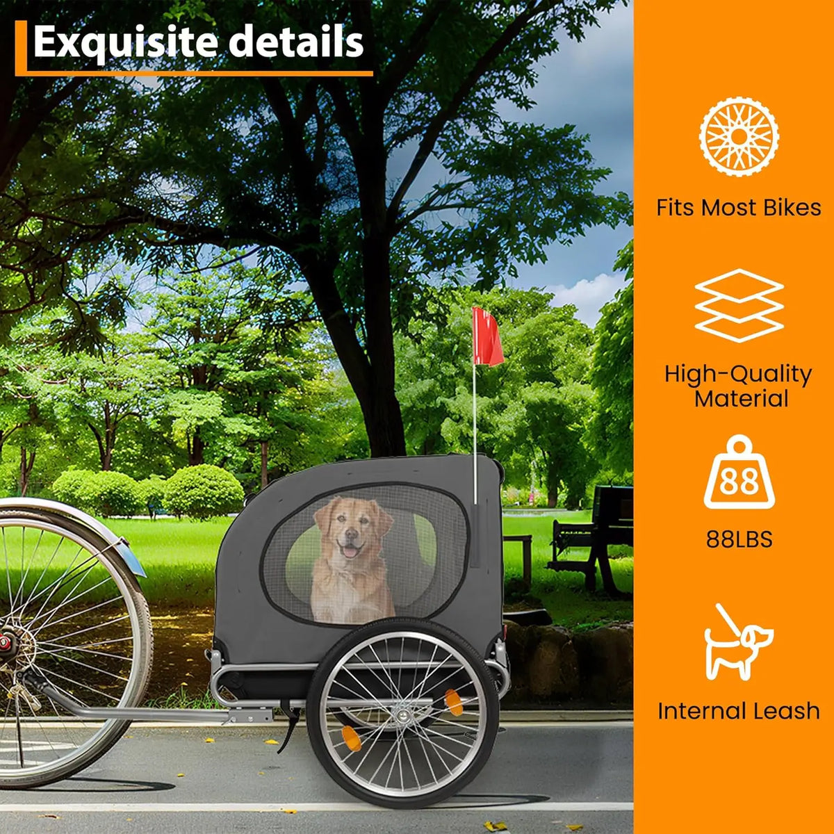 HiMISS Dog Bike Trailer and Jogging Stroller with Collapsible Frame