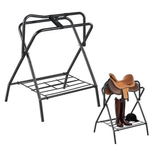 SucceBuy Folding Steel Saddle Rack for English and Western Saddles