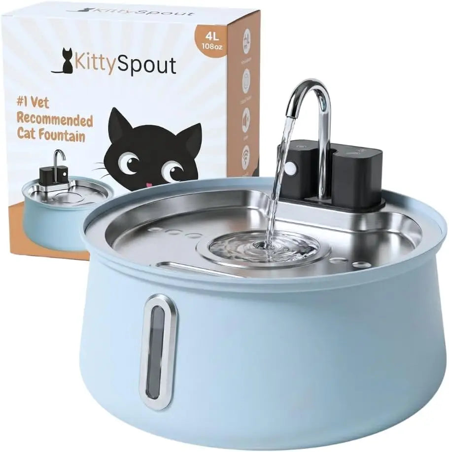 KittySpout Stainless Steel Wireless Cat Water Fountain for Pets