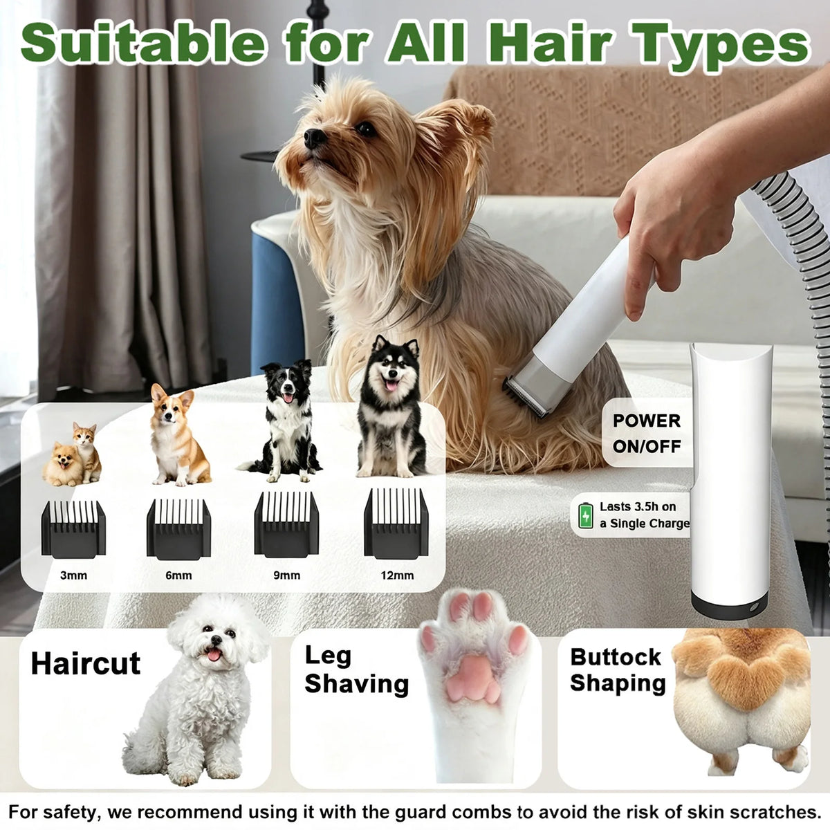 5-In-1 Pet Grooming Vacuum Kit With Clipper And Dryer