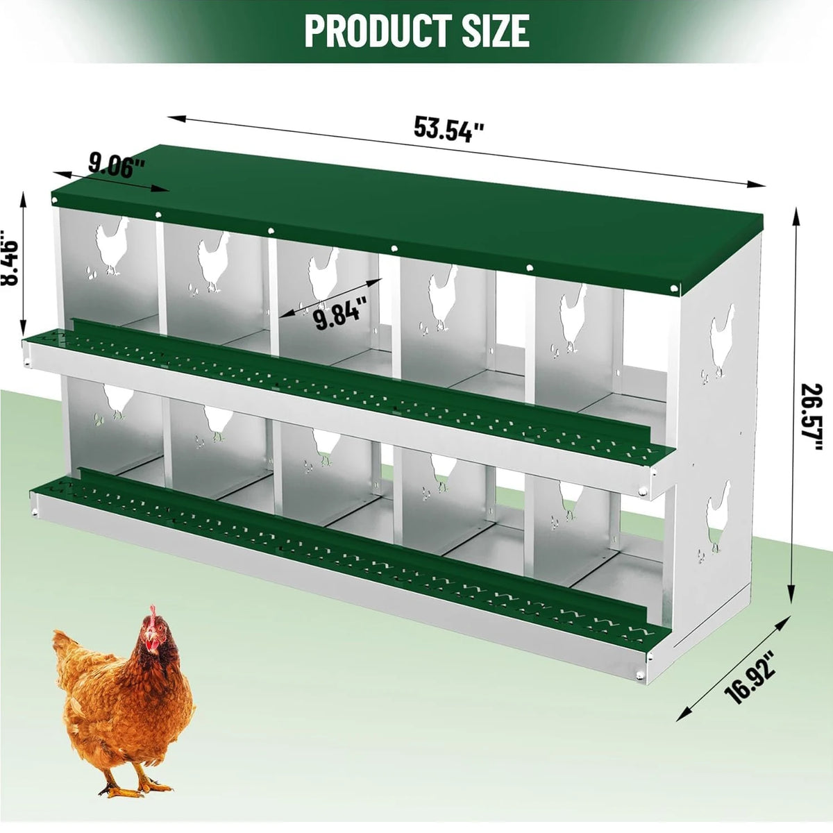 HiMISS Galvanized Steel Chicken Nesting Boxes With Rollout Egg Collection