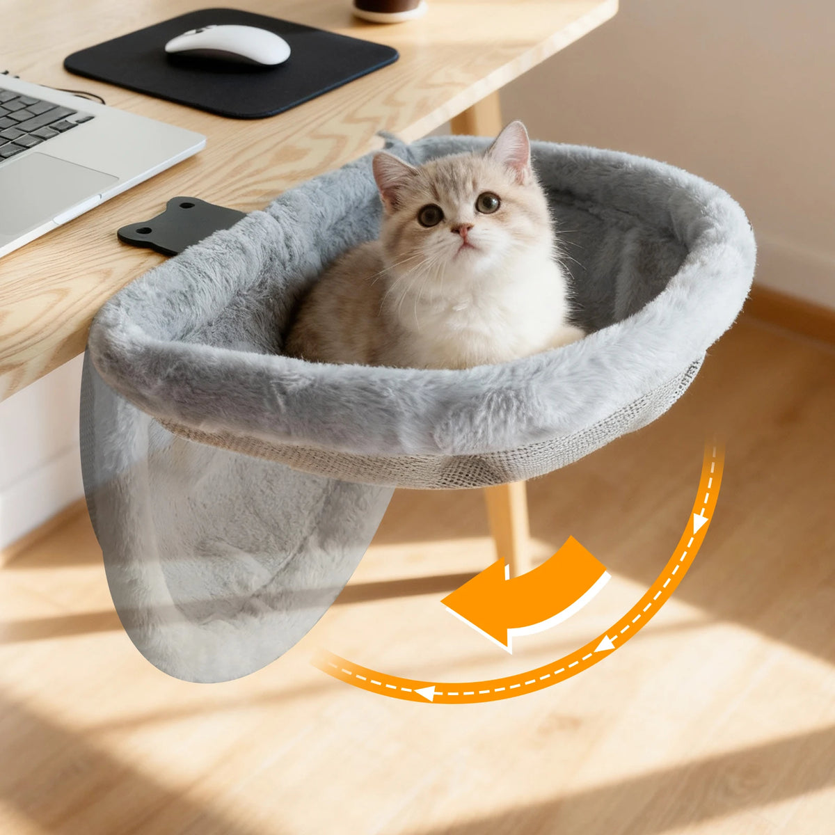 CWV Foldable Cat Desk Hammock With Non Slip Clamp Mount