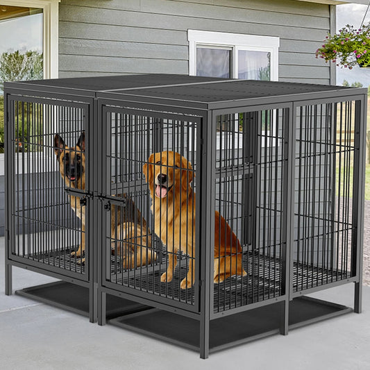 BORWART Heavy Duty Metal Dog Crate With Removable Divider Panel