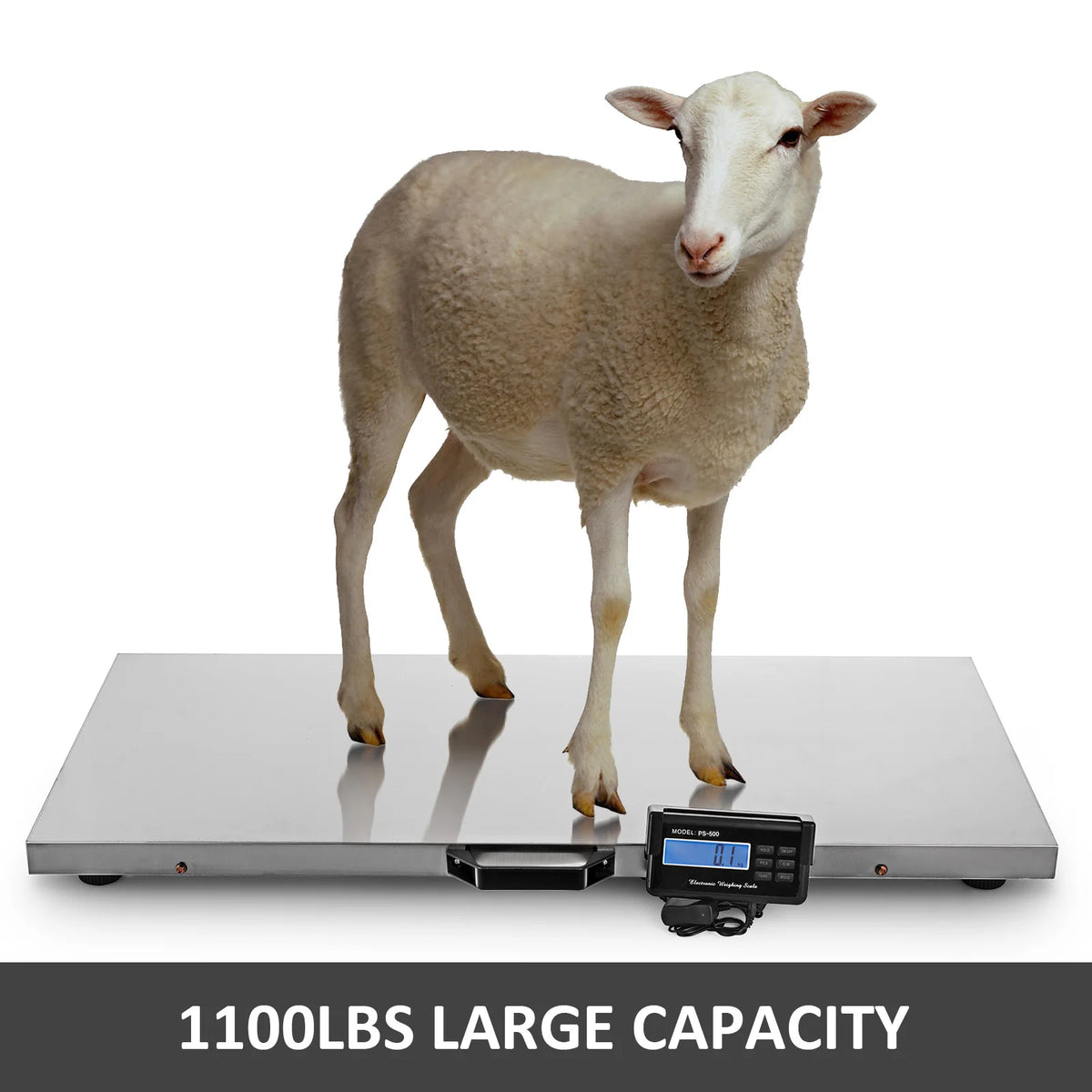 SucceBuy 440/880/1100Lbs Digital Livestock Scale Large Pet Vet Scale Stainless Steel Platform Elect Ronic Postal Shipping Scale