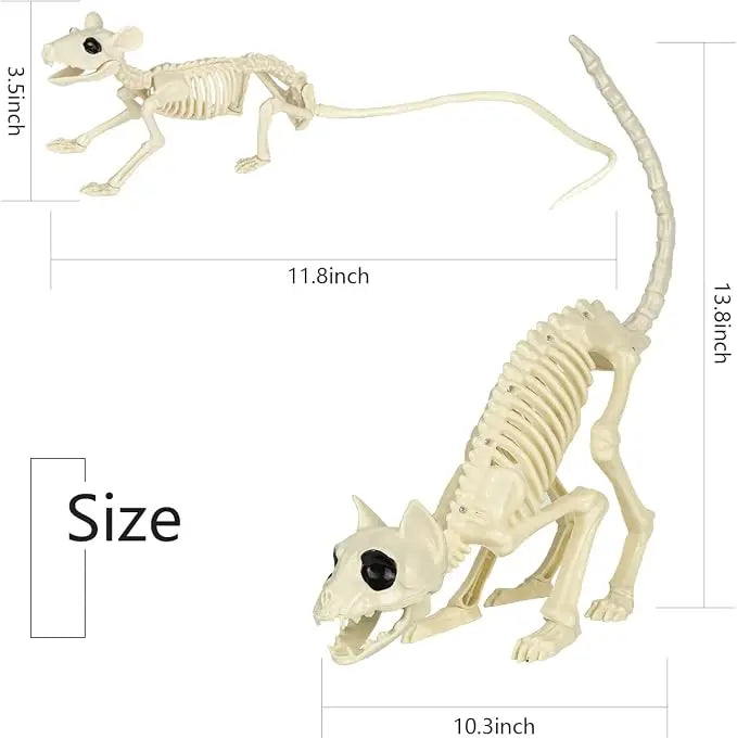 Halloween Cat And Mouse Skeleton Decorations For Spooky Party Scenes