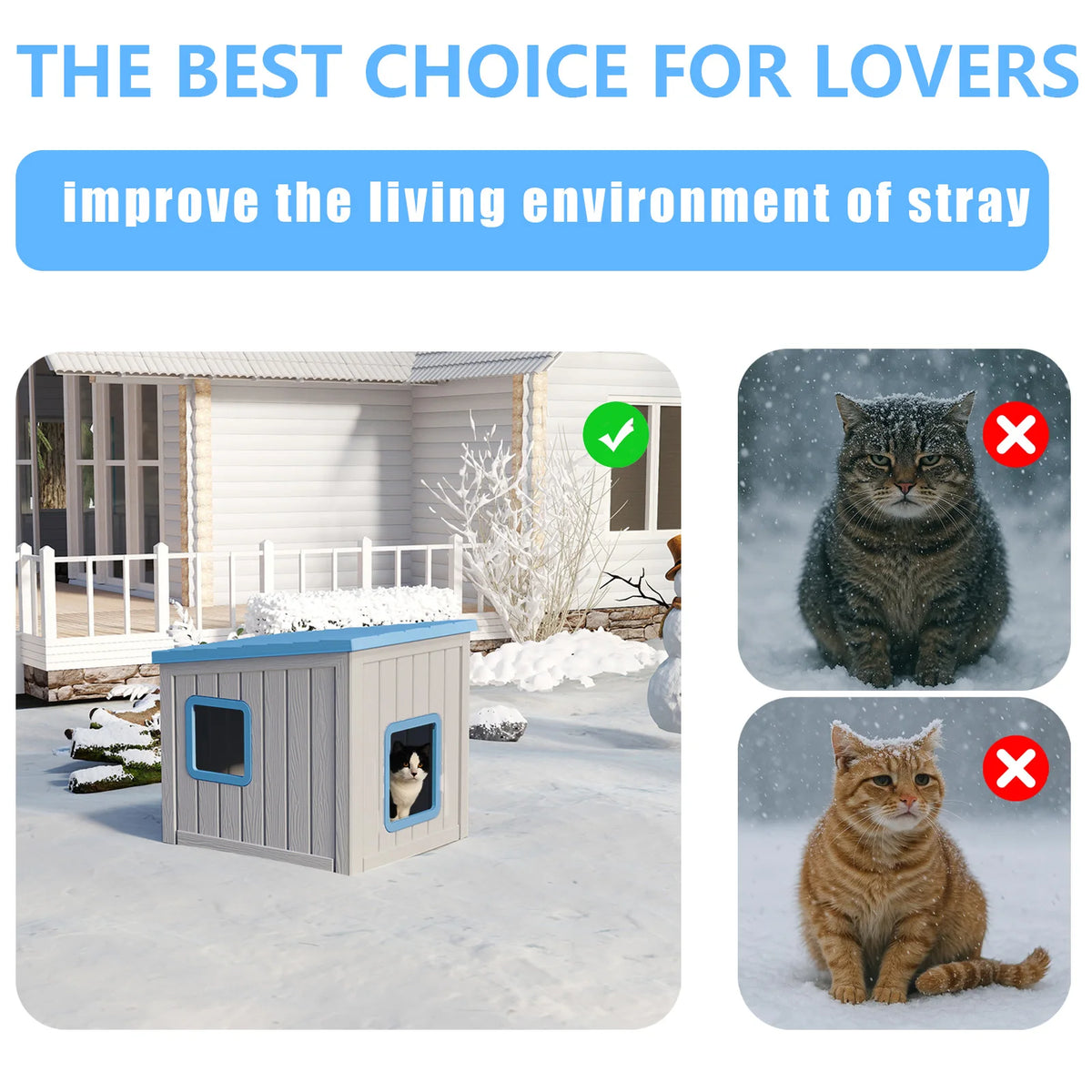 Waterproof Sloped Roof Plastic Pet House for Indoor Outdoor Shelter