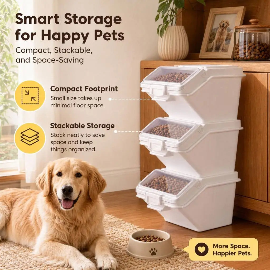 Airtight Pet Food Storage Bin With Scoop For Dogs Cats