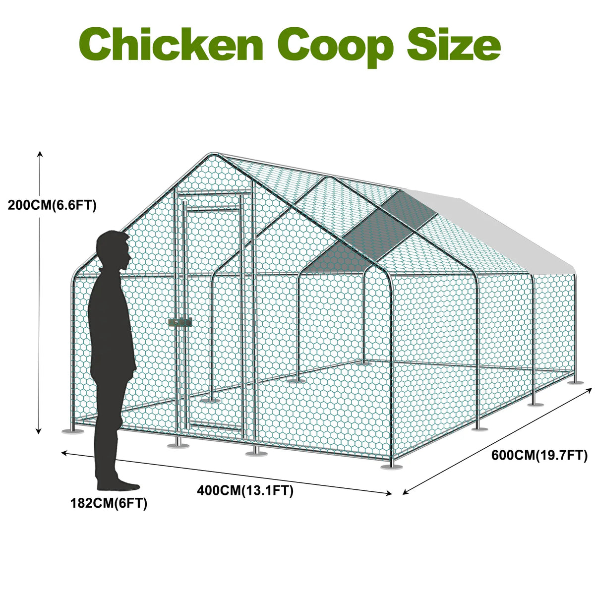 Heavy Duty Galvanized Metal Chicken Coop Run With Weather Resistant Roof
