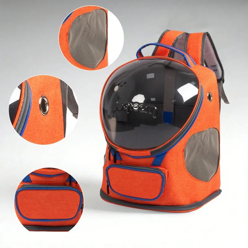 Foldable Breathable Transparent Pet Carrier Backpack for Cats and Dogs