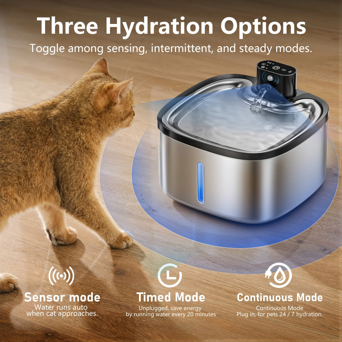ERAMONG Wireless Smart Pet Water Fountain With Motion Sensor