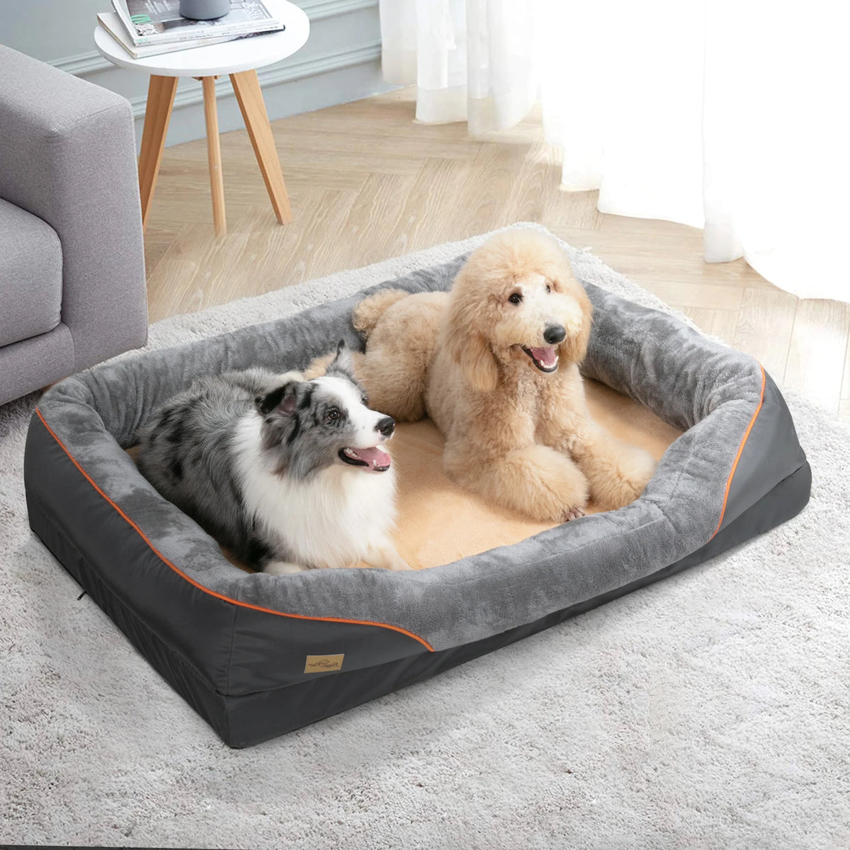 BINGOPAW Washable Waterproof Foam Dog Bed With Removable Fleece Cover