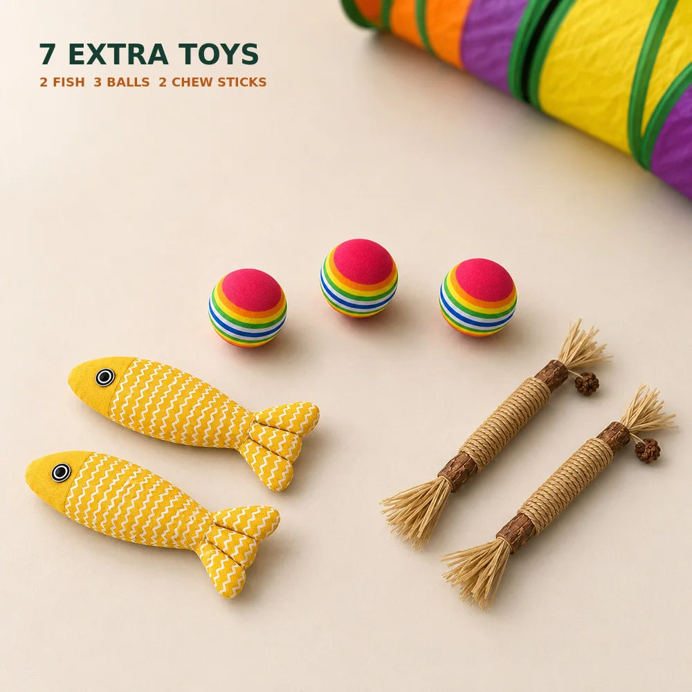 Zoe Connectable Cat Tunnel Maze With Peek Holes And Toys