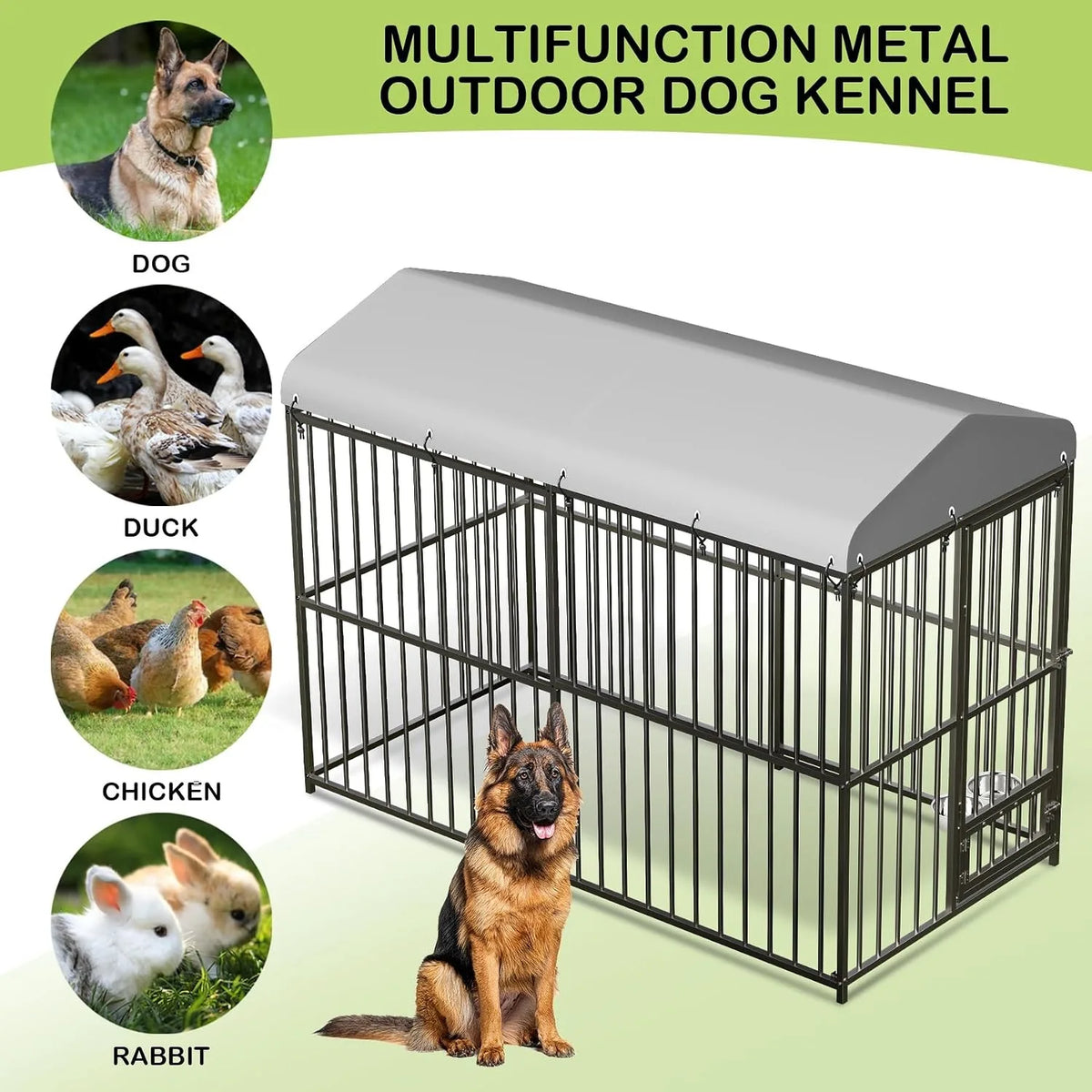 Outdoor Dog Kennel With Galvanized Steel Frame And Waterproof Roof