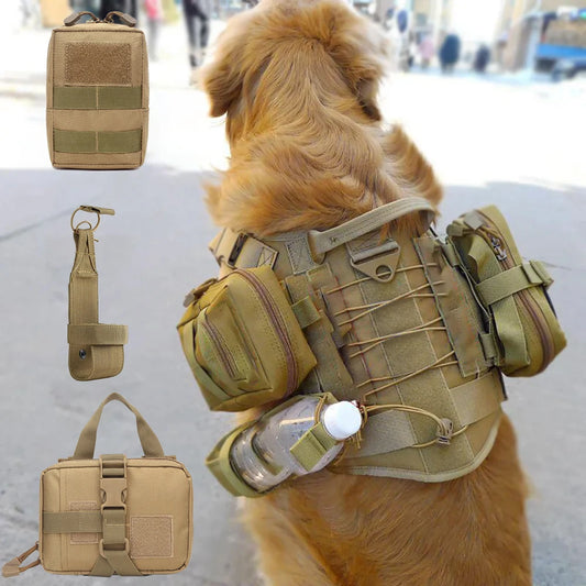 PETRAVEL Tactical Dog Harness Bags With MOLLE Training Pouches