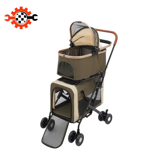Bymaocar Foldable Pet Stroller With Two Tier Design And Safety Locks