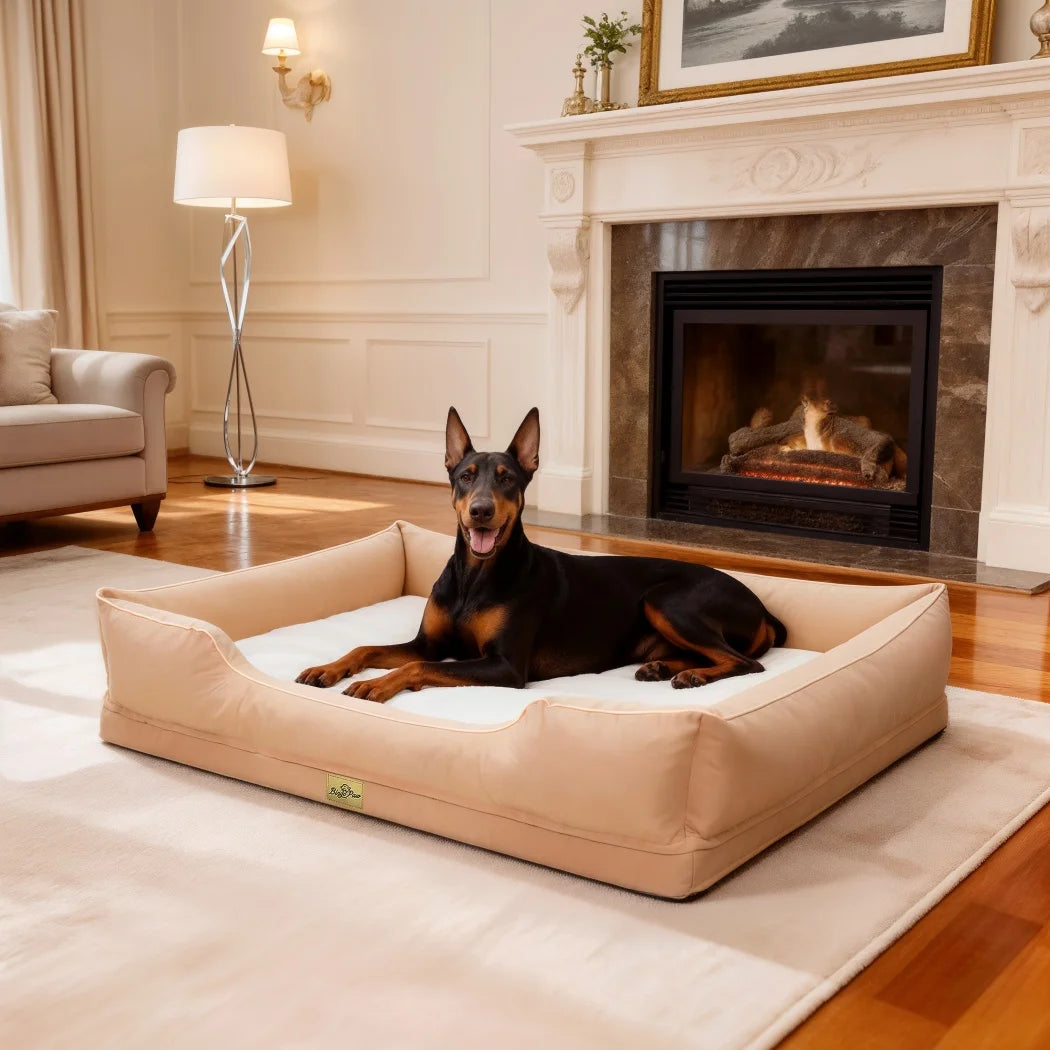 BORWART Orthopedic Dog Bed Soft Bolster Support For Calming Comfort