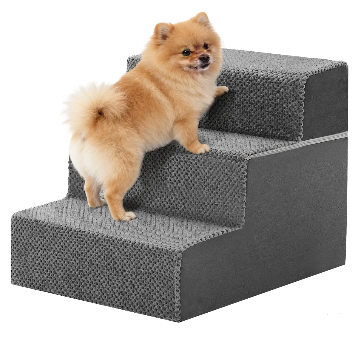 JHK Curved Foam Dog Stairs With Nonslip Pet Steps Indoor