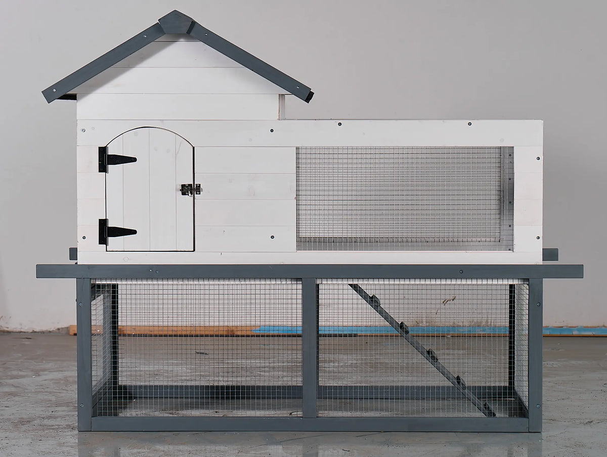 Elevated Chicken Coop With Outdoor Run And Easy Clean Tray