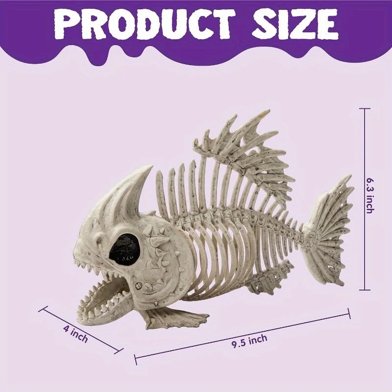 Poseable Fish Skeleton Halloween Decor for Spooky Indoor Outdoor Parties