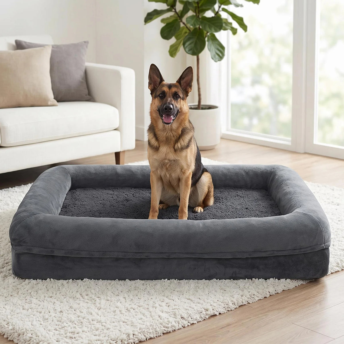 OUTWIND Orthopedic Bolster Dog Bed With Raised Sides Non Slip Base
