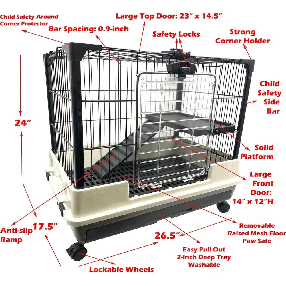 Multi Level Indoor Small Animal Cage Habitat With Playpen
