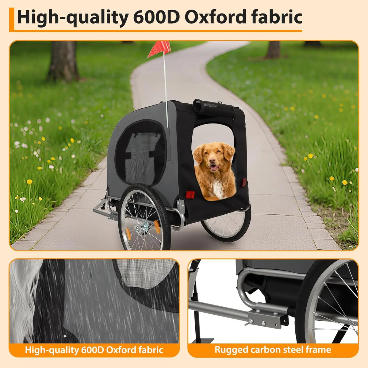 HiMISS Dog Bike Trailer and Jogging Stroller with Collapsible Frame