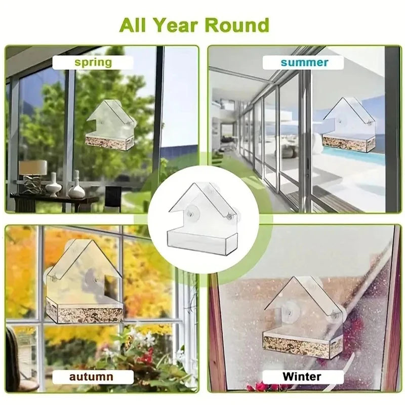 Clear Window Bird Feeder With Strong Suction Cups For Birds