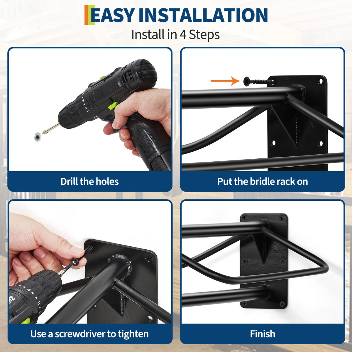 Heavy Duty Wall Mounted Saddle Rack With Double Pad Bar