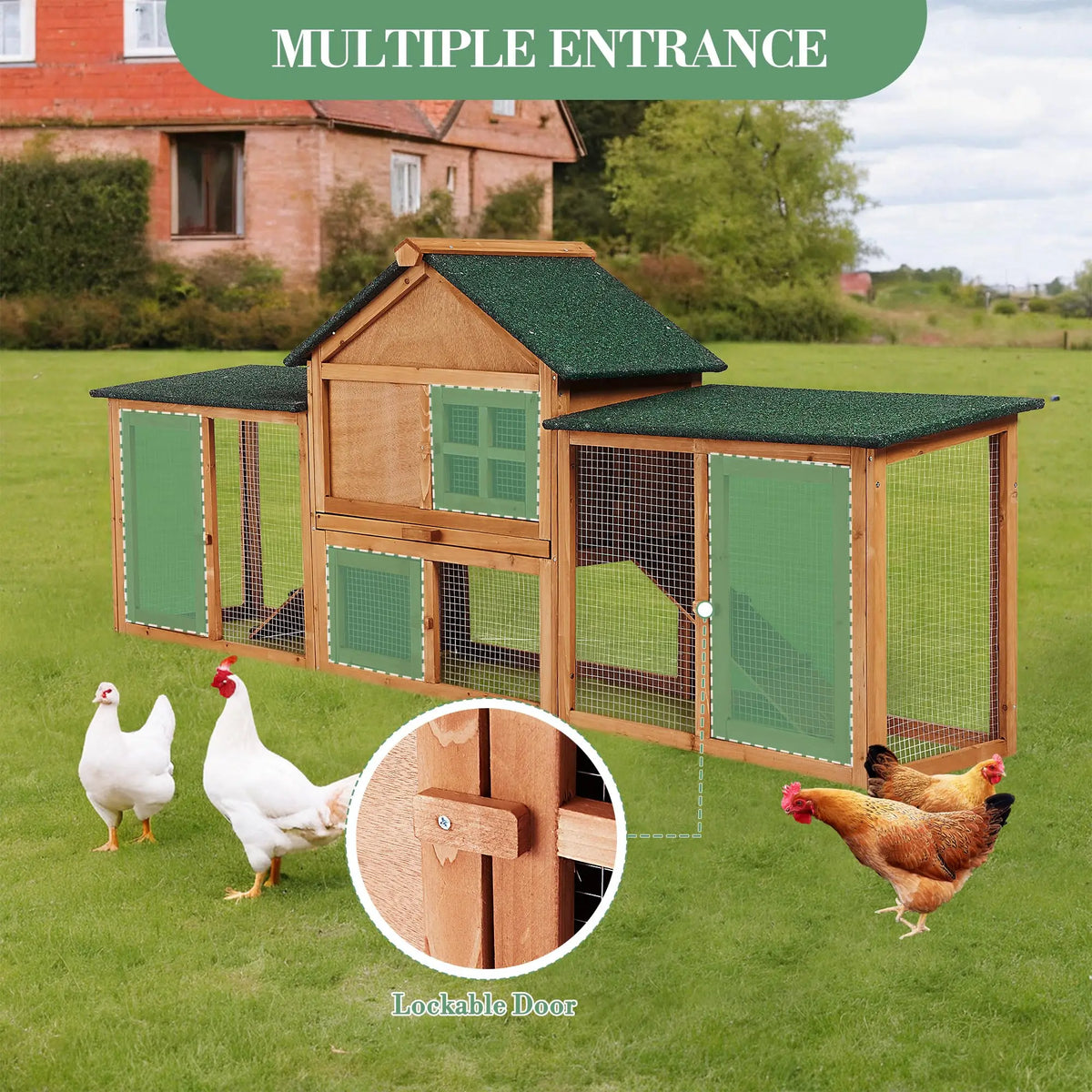 HiMISS Outdoor Rabbit Hutch With Double Runs And Cleaning Tray