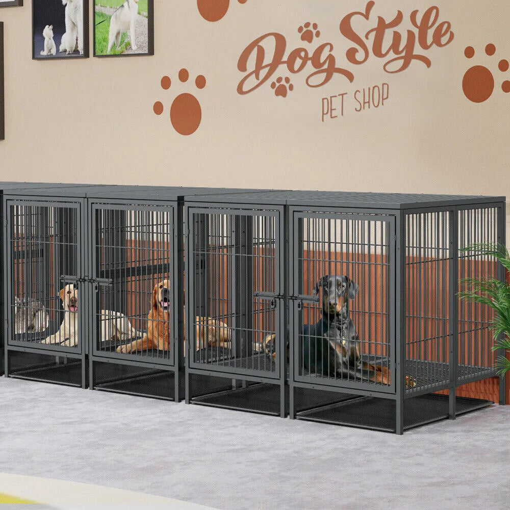 BORWART Heavy Duty Metal Dog Crate With Removable Divider Panel
