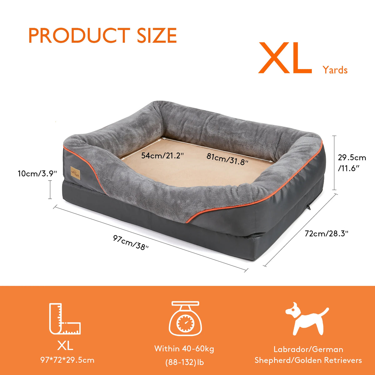BINGOPAW Washable Waterproof Foam Dog Bed With Removable Fleece Cover