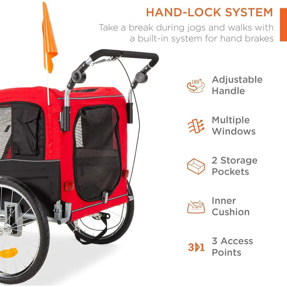 Dog Bike Trailer And Pet Stroller With Hitch And Suspension