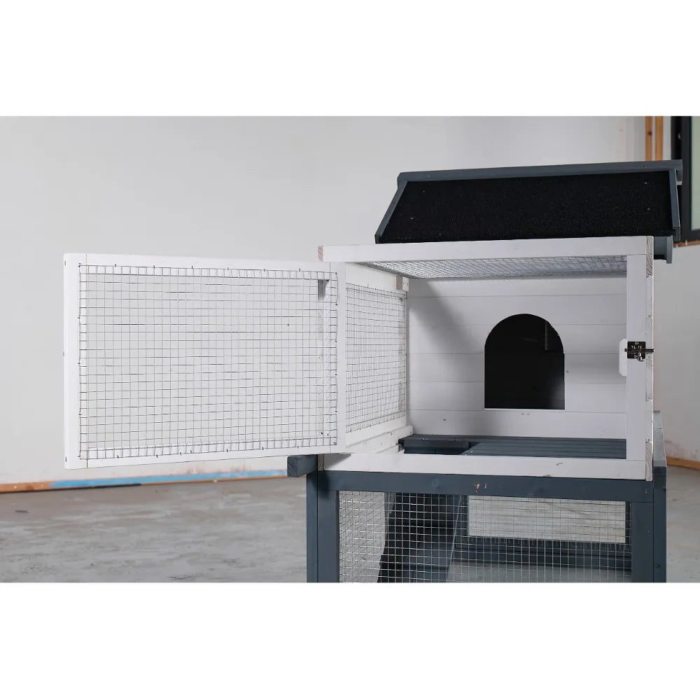 Elevated Chicken Coop With Outdoor Run And Easy Clean Tray