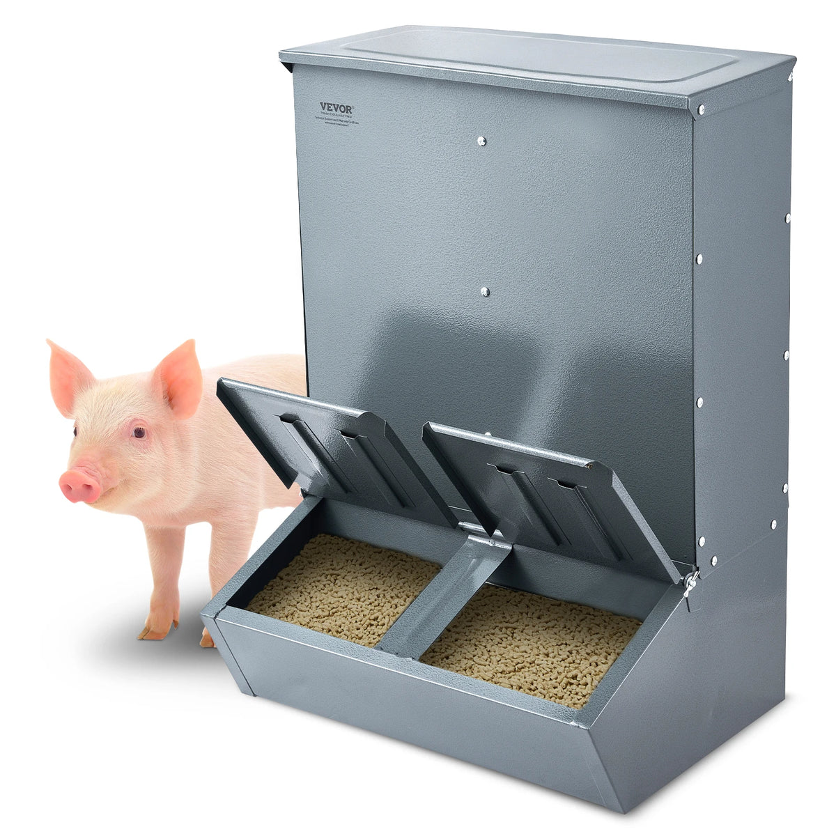 SucceBuy Heavy Duty Galvanized Steel Hog Feeder for Livestock