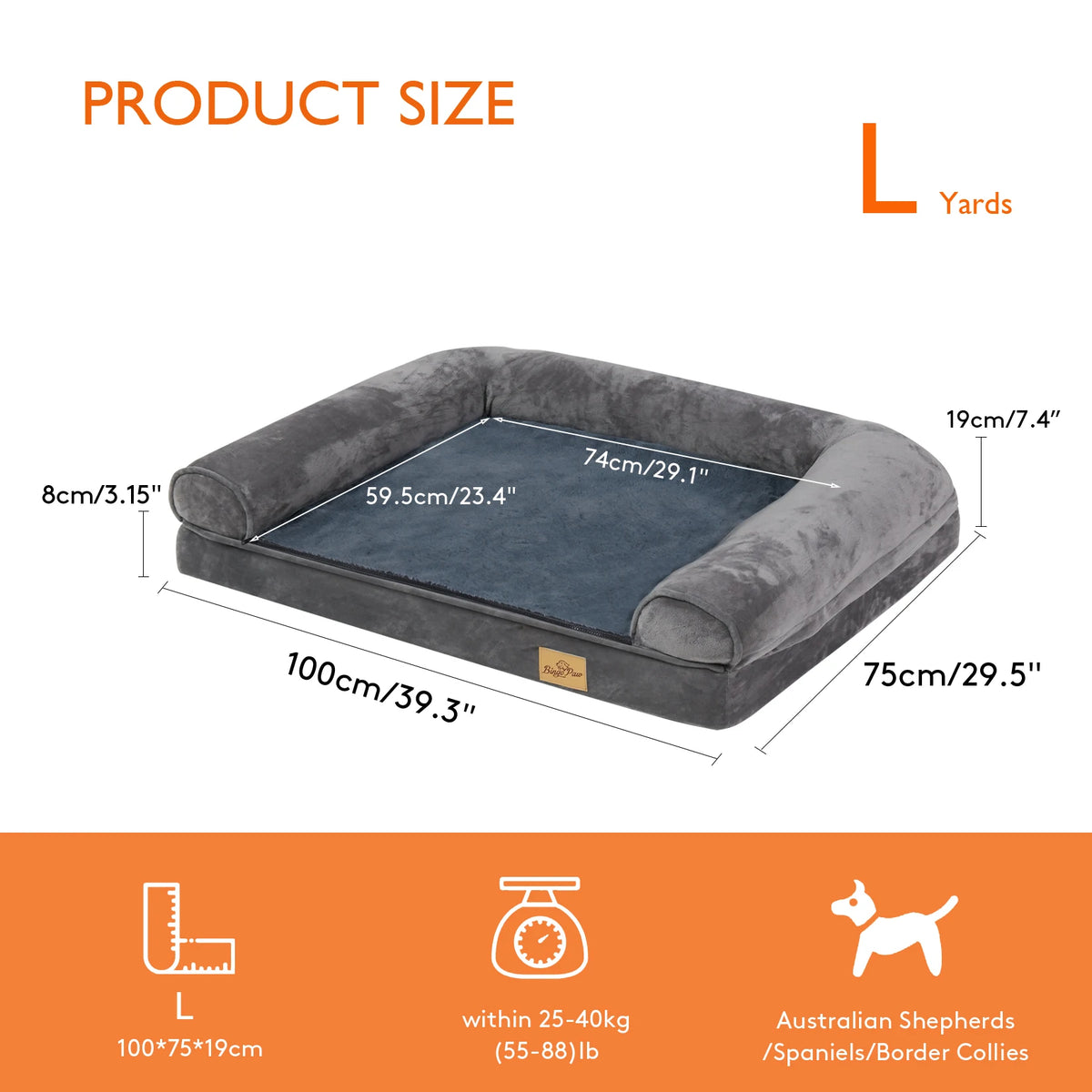 BINGOPAW Orthopedic Dog Bed With Removable Washable Cushion Cover