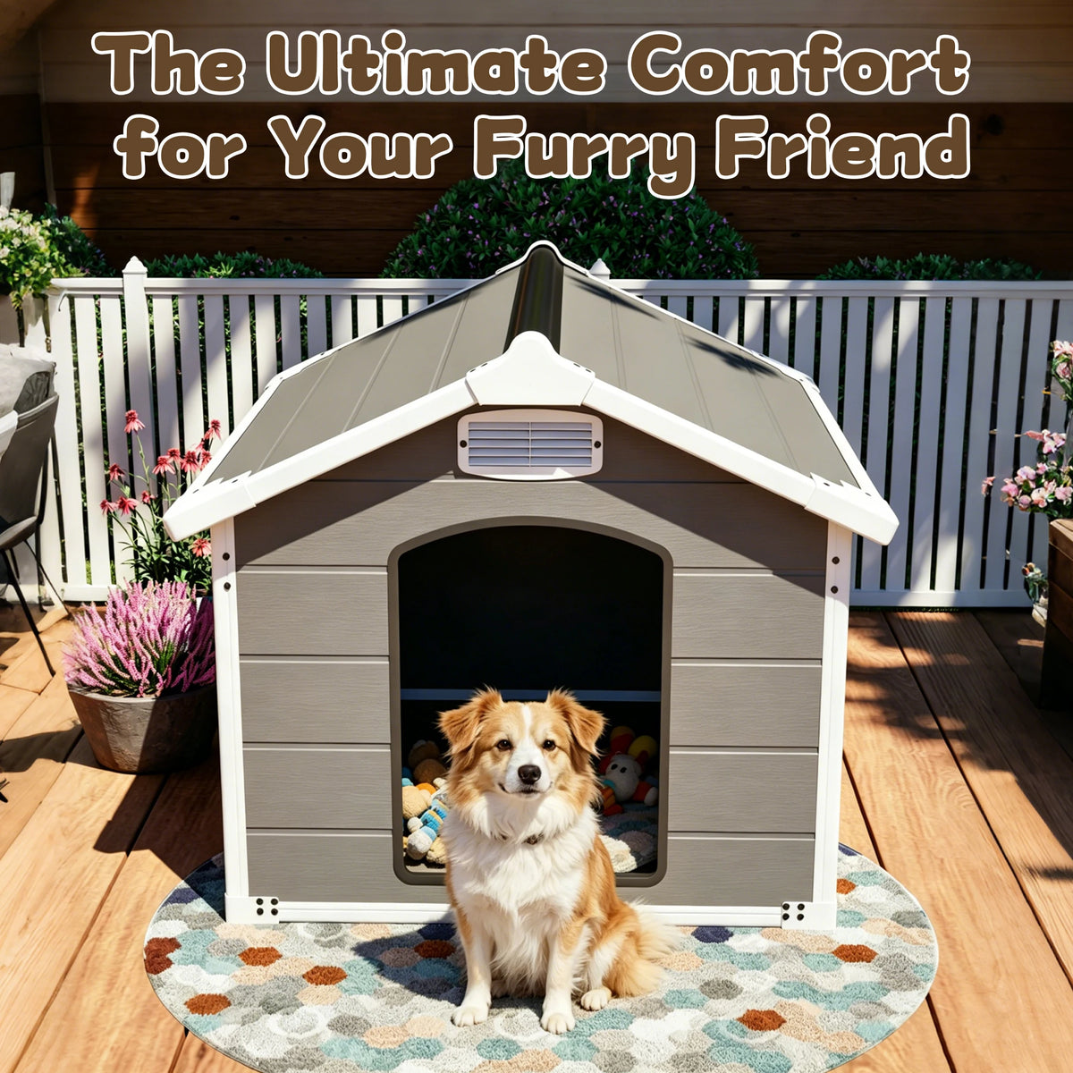 Heavy Duty Waterproof UV Resistant Dog House With Ventilation and Easy Cleaning