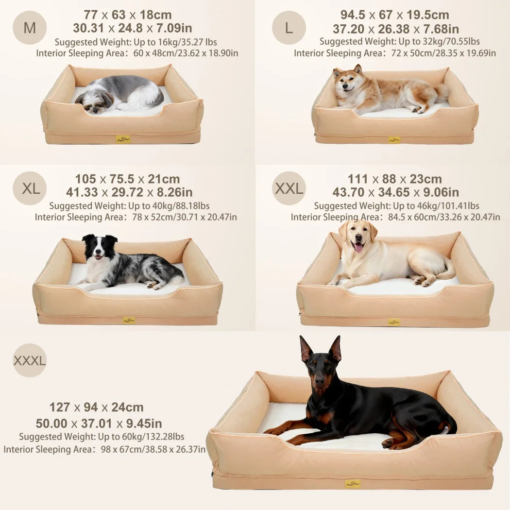 BORWART Orthopedic Dog Bed Soft Bolster Support For Calming Comfort