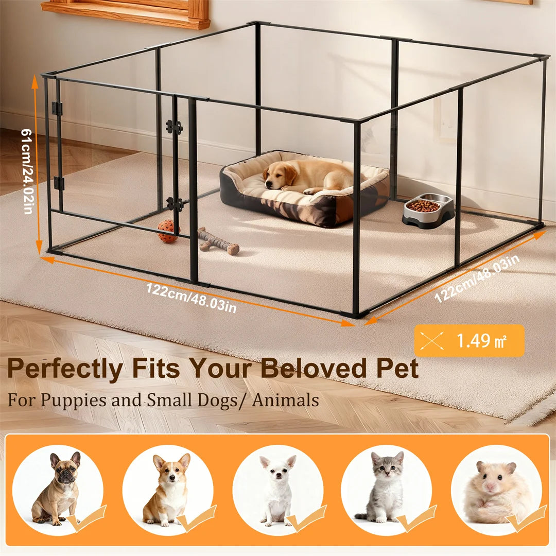 BINGOPAW Acrylic Dog Playpen for Indoor Exercise and Training