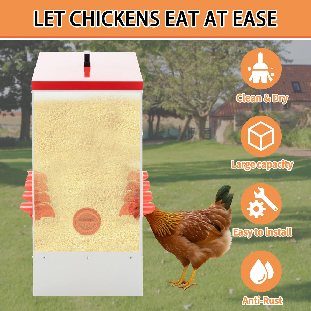 Rat Proof Metal Poultry Feeder With No Waste Design