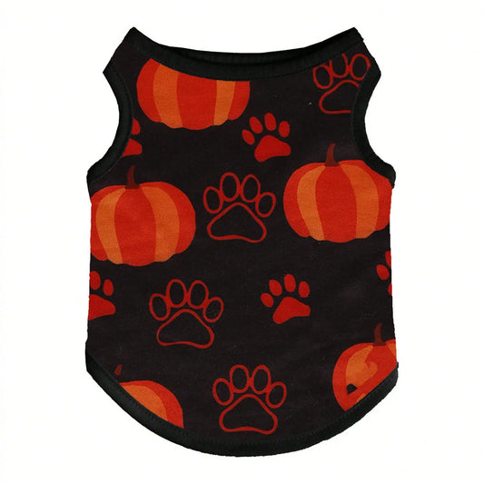 Funny Pumpkin Print Dog Shirt For Holiday Parties And Festivals
