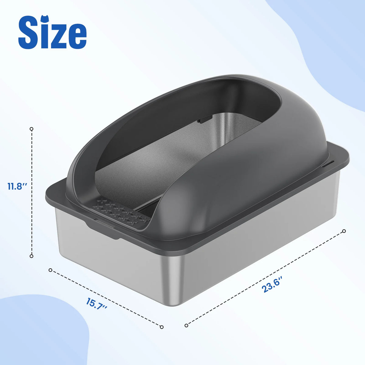 Stainless Steel Covered Cat Litter Box with Scoop and Mat