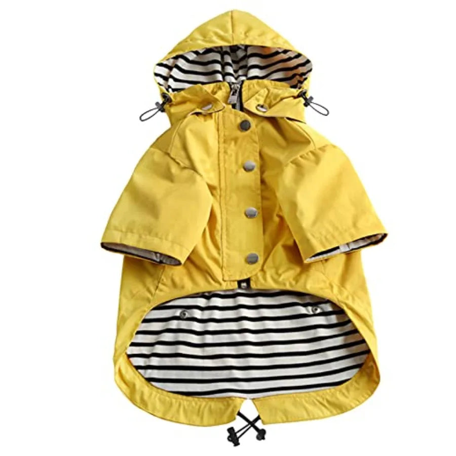 Dog Zip Up Raincoat With Reflective Details And Removable Hood