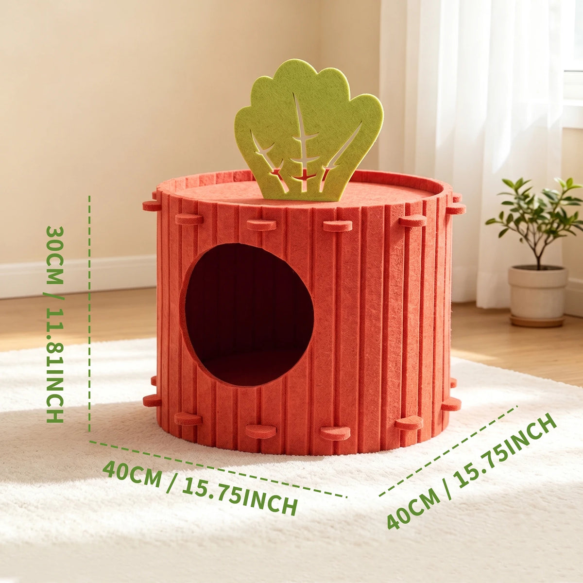 Felt Radish Cat House With Breathable Scratch Resistant Design