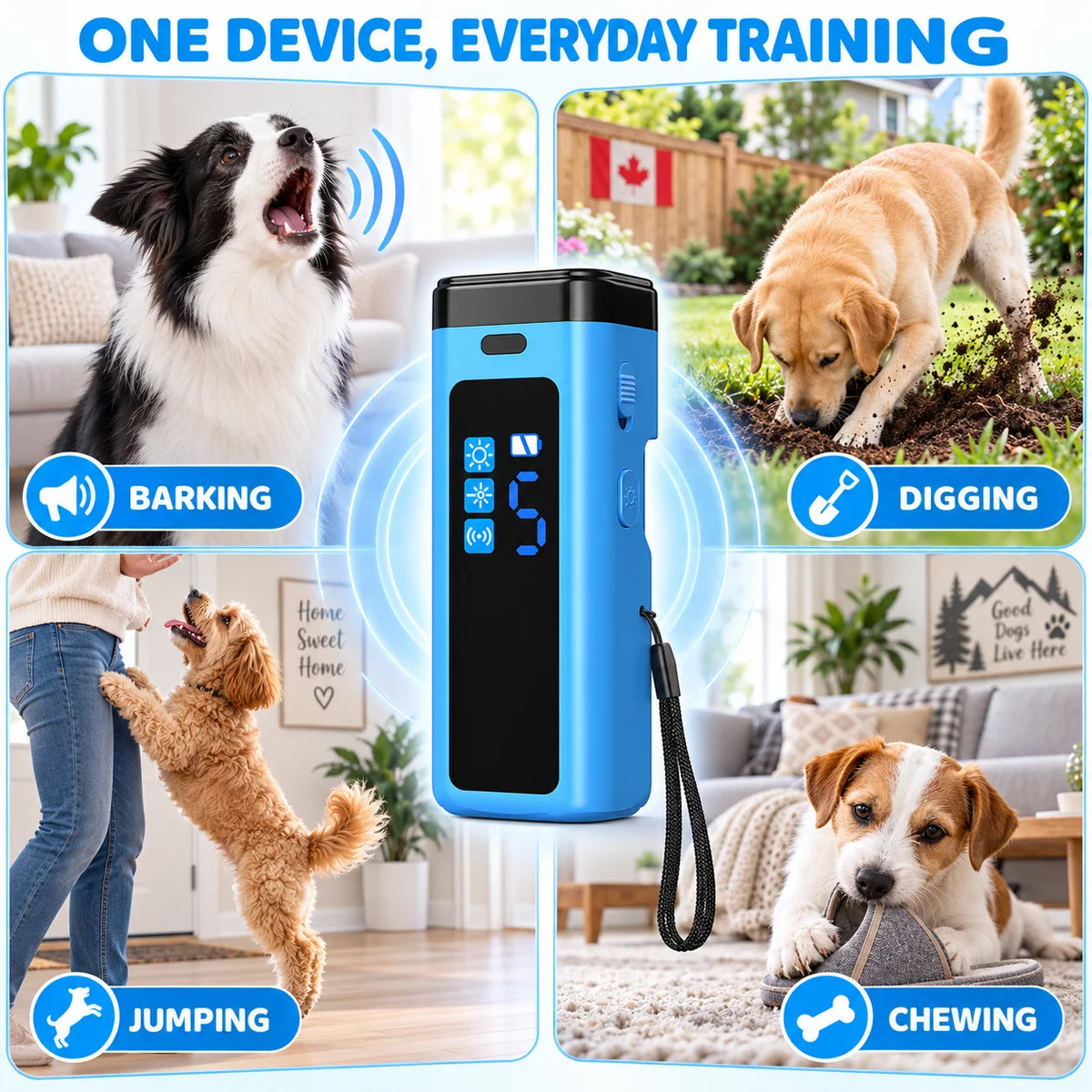 Ultrasonic Dog Bark Control Device With Adjustable Sensitivity for Training