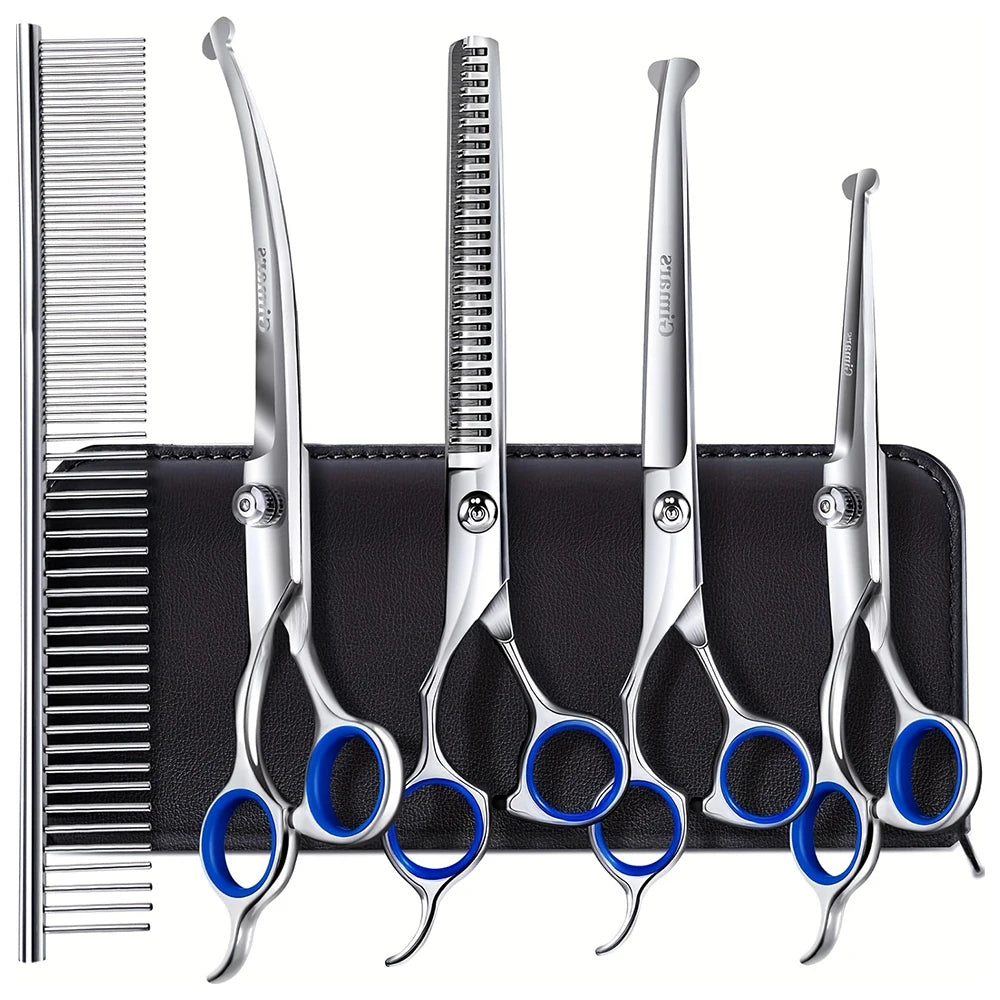 Seven In One Pet Grooming Scissors Set With Ceramic Coating