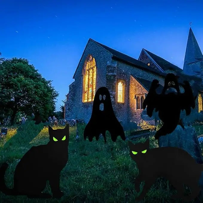 Halloween Black Cat And Ghost Yard Decorations With Stakes