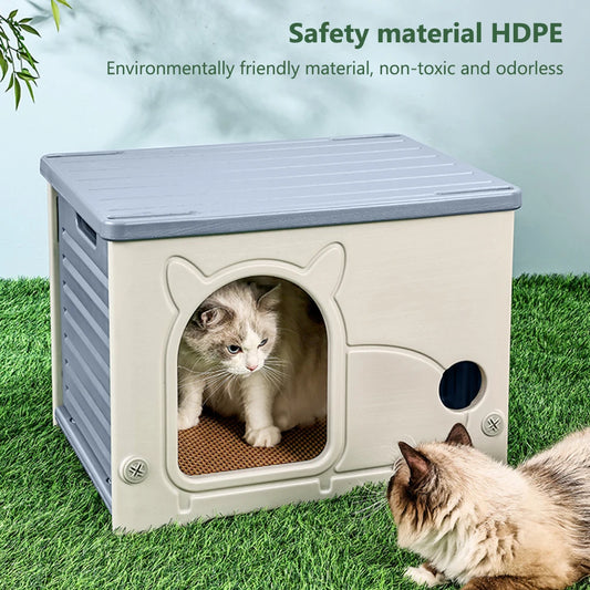 Rainproof Outdoor Cat House And Cozy Pet Shelter All Seasons