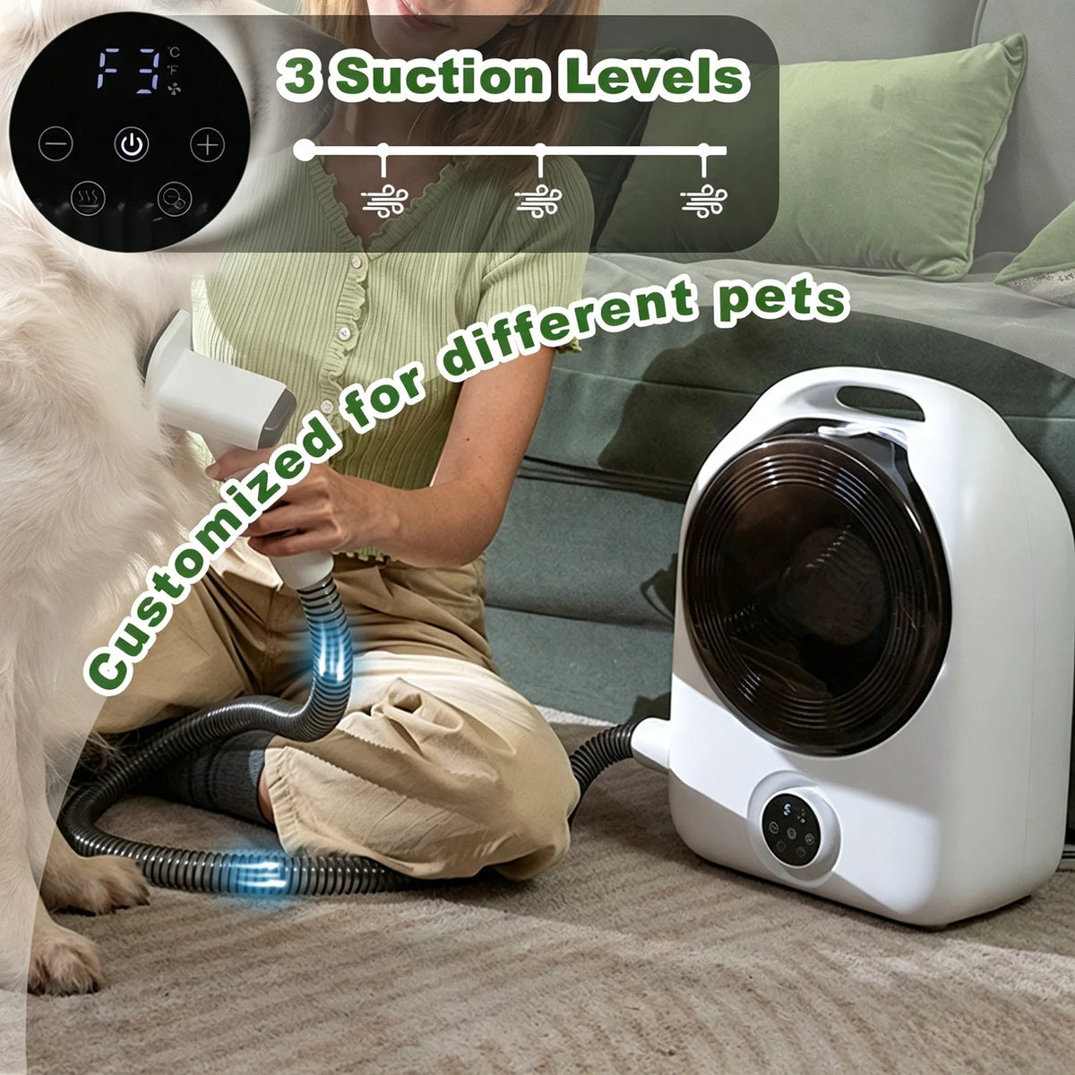 5-In-1 Pet Grooming Vacuum Kit With Clipper And Dryer