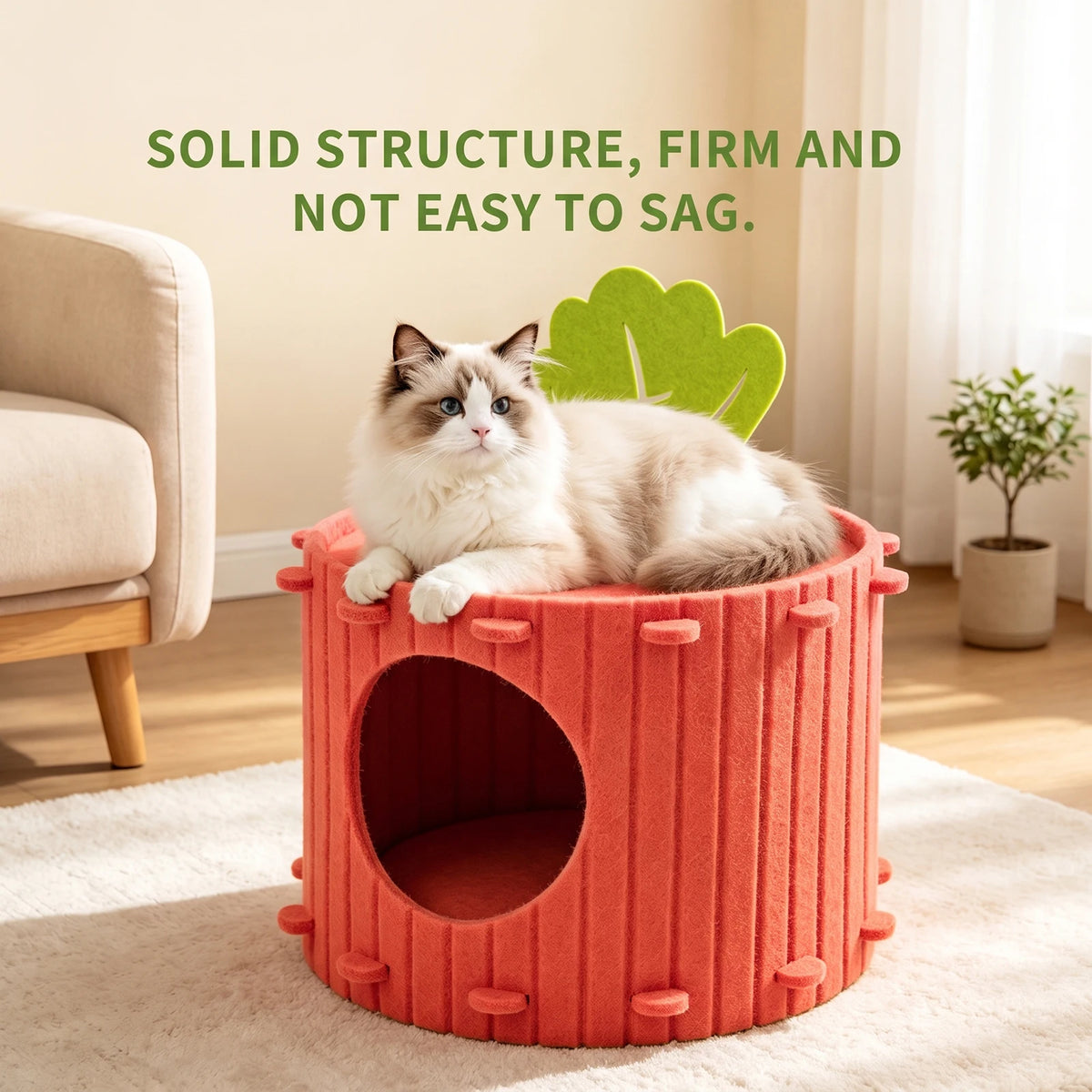 Felt Radish Cat House With Breathable Scratch Resistant Design