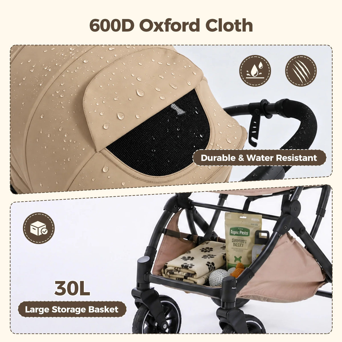 PAWZ Road Foldable Pet Stroller With Reversible Handle